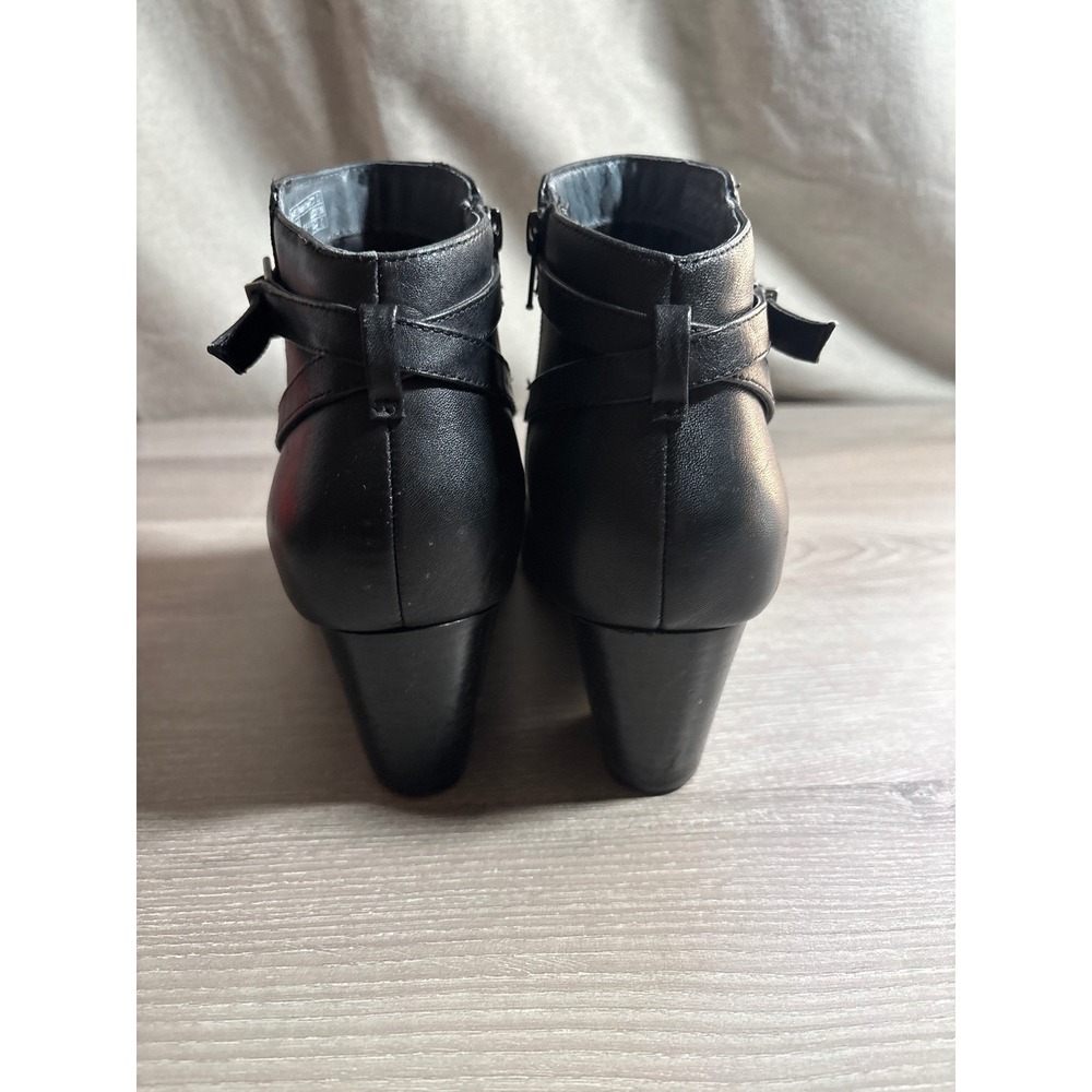 Vionic Upton Black Leather Ankle Boots Buckle Strap Side Zip Block Heel Size 9 - Picture 2 of 9
